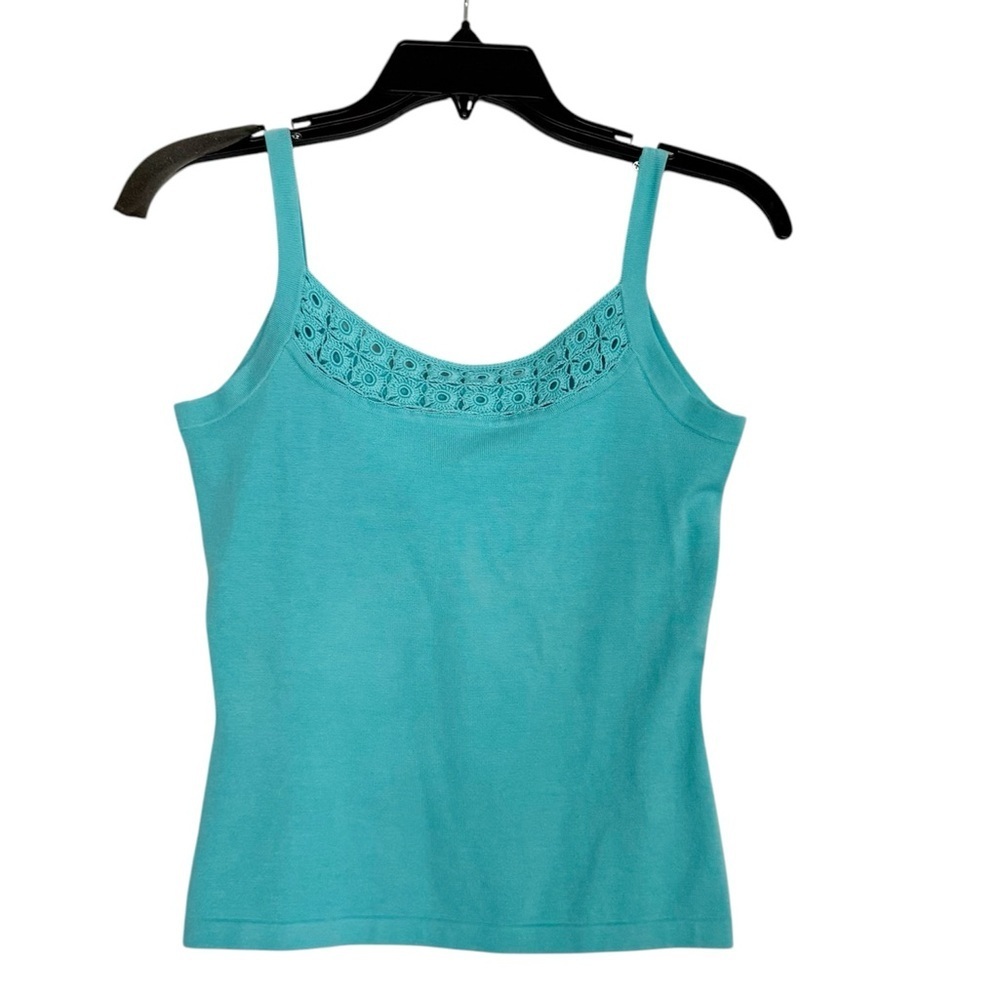 Lilly Pulitzer Crochet Trim Maya Shell in Wave Blue Style 64140 Size XS NWT